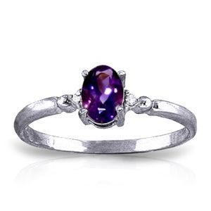 SOLID GOLD RING WITH NATURAL DIAMONDS & AMETHYST